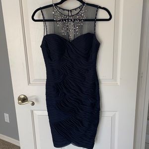 Navy/ Plum Crystal Prom Dress